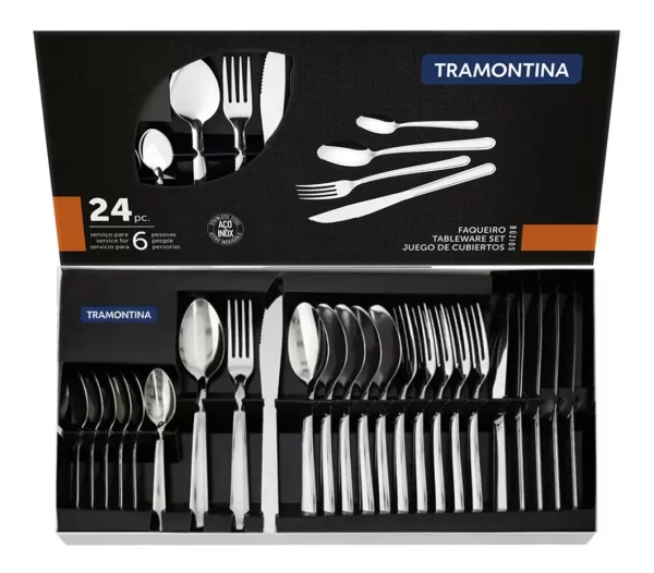 Jogo Talheres Faqueiro Búzios Aço Inox 24 Peças Tramontina
