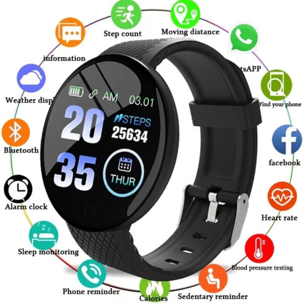 Smartwatch D18 Redondo À Prova D'água